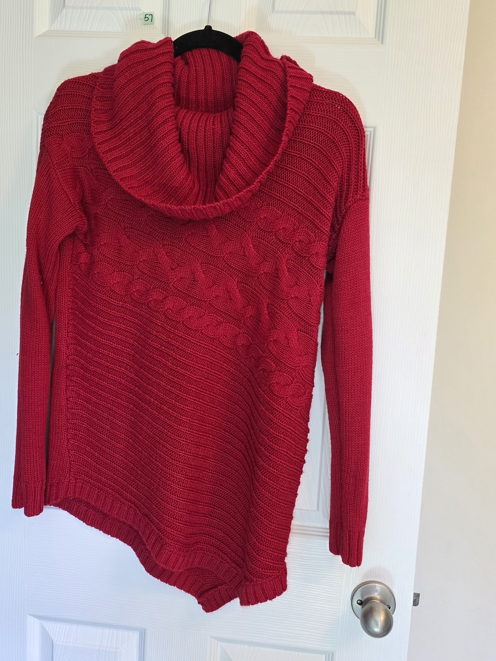 new directions Red Cable Knit Cowl Neck Sweater